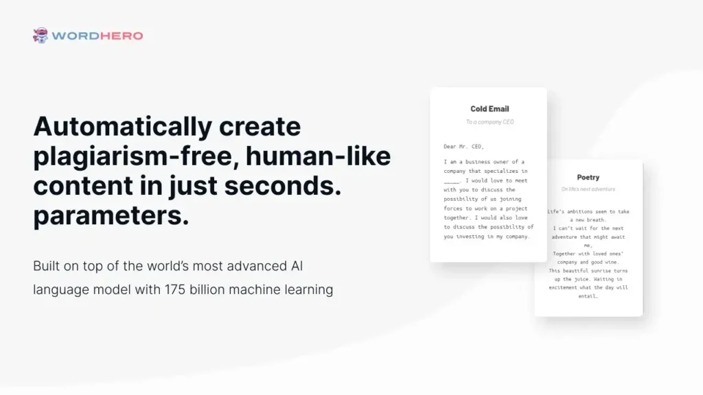 Wordhero Automatically Create Plagiarism-Free